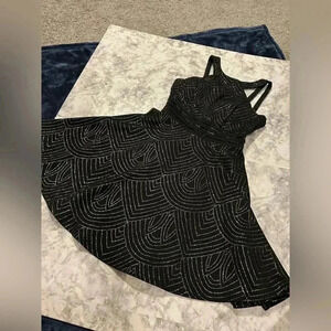 Juniors City Studio Black Rhinestone Halter Top Dress Size 1